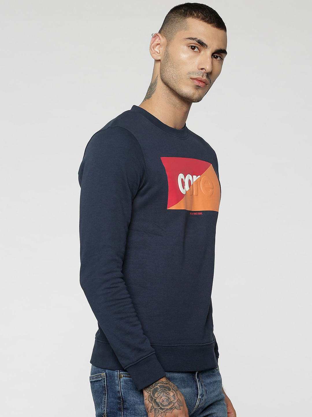 Dark Blue Colourblocked Sweatshirt