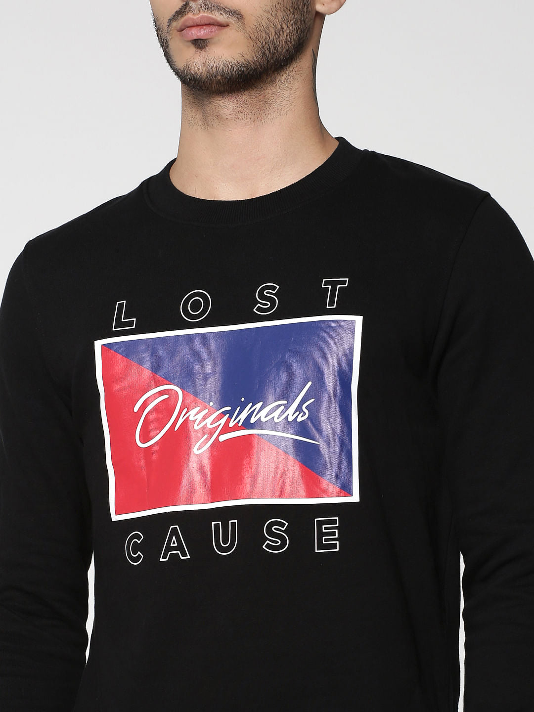Black Text Print Sweatshirt
