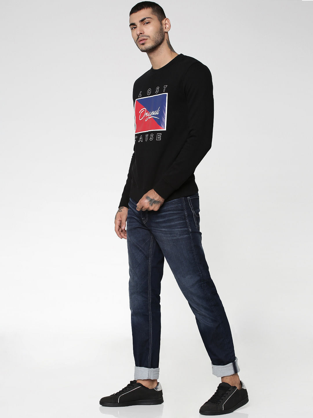 Black Text Print Sweatshirt