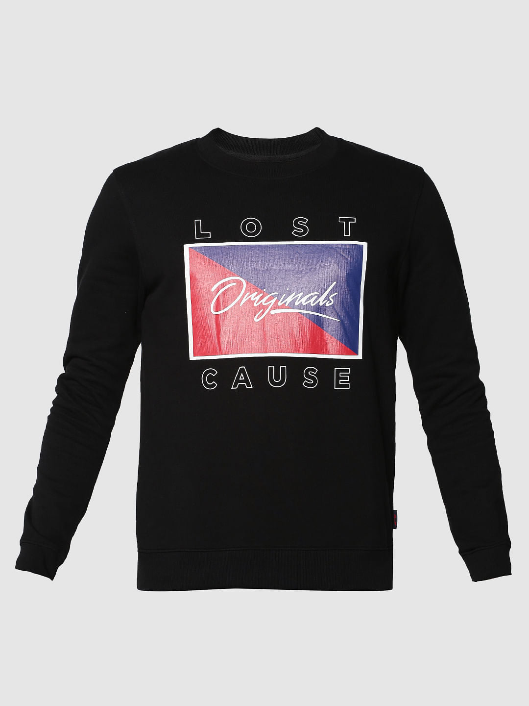Black Text Print Sweatshirt