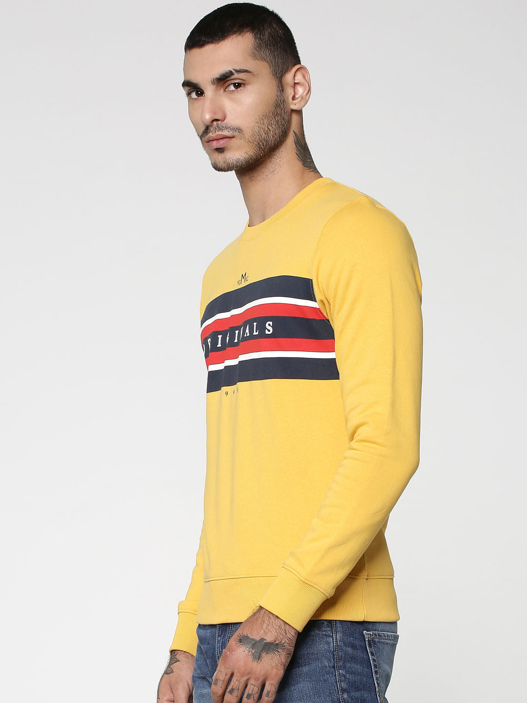 Yellow Graphic Print Crew Neck Sweatshirt
