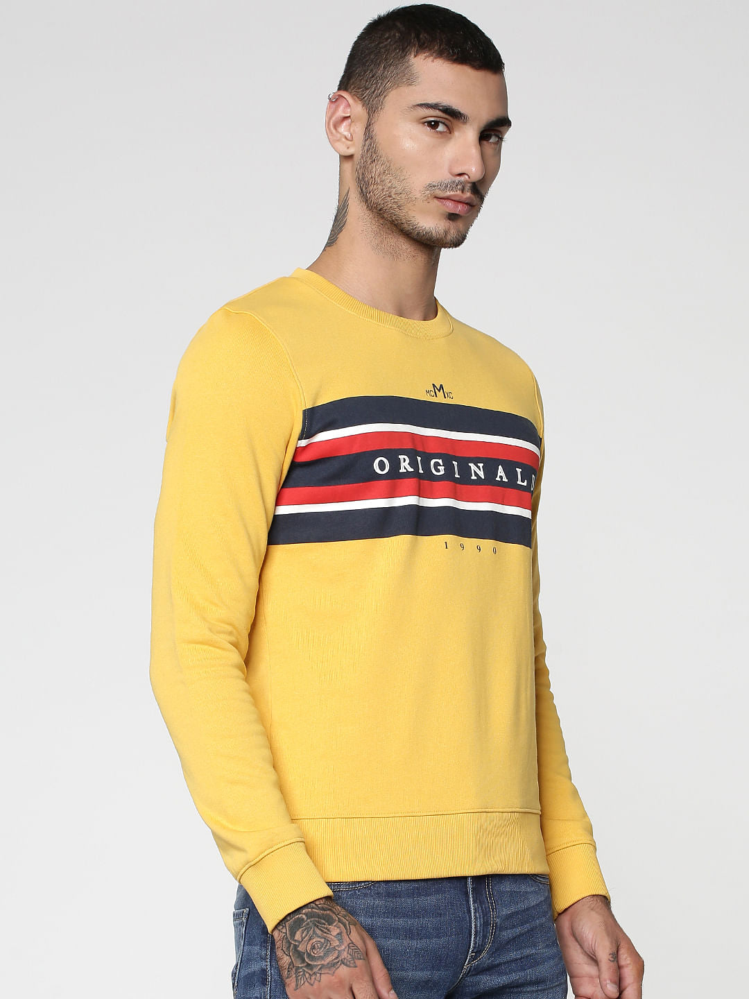 Yellow Graphic Print Crew Neck Sweatshirt