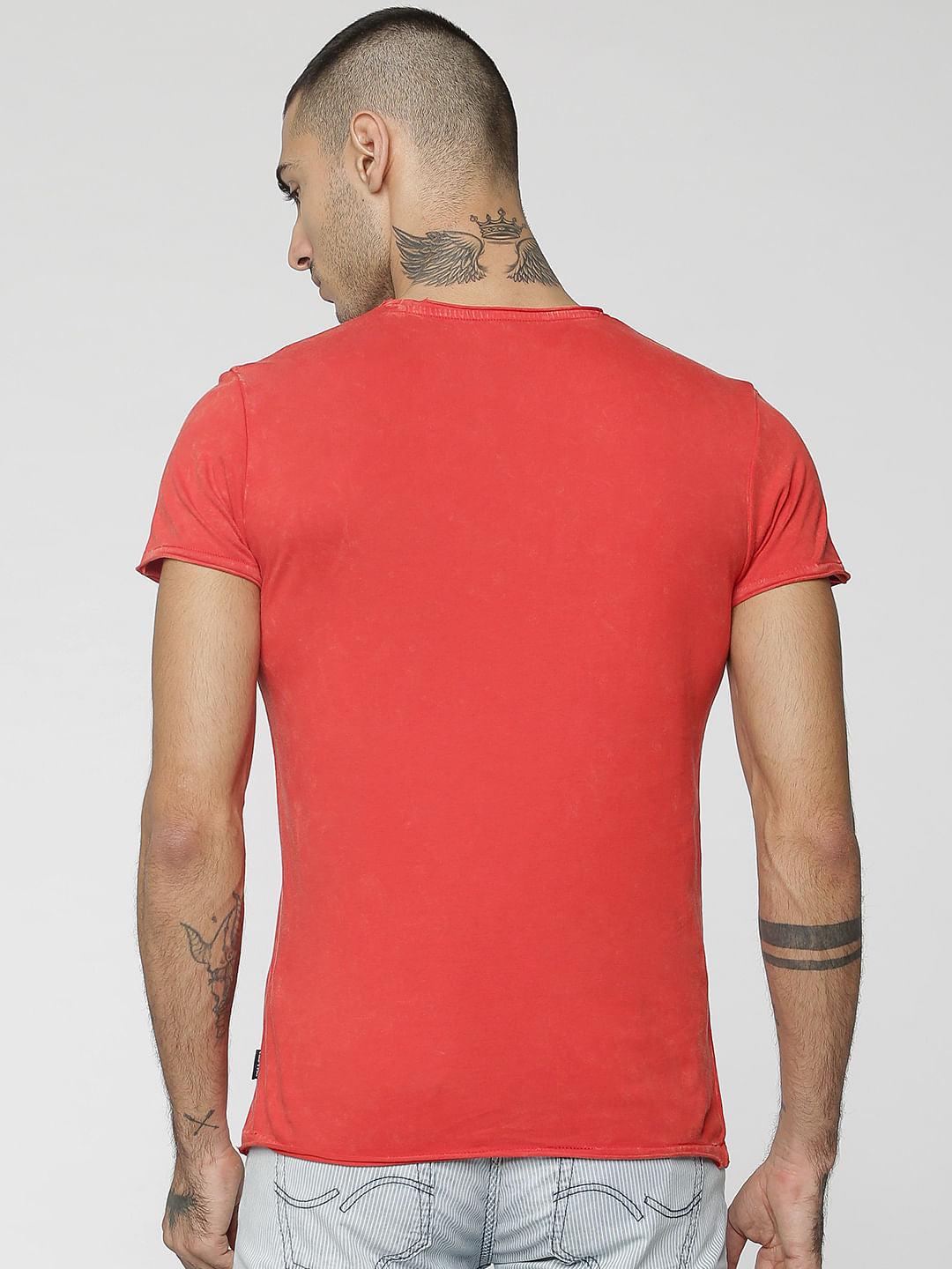 Mickey Red Mickey Mouse Print Crew Neck T-Shirt