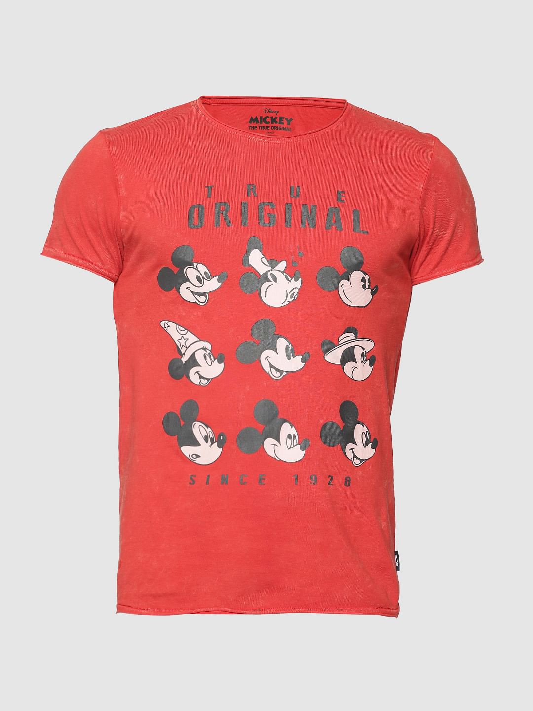 Mickey Red Mickey Mouse Print Crew Neck T-Shirt