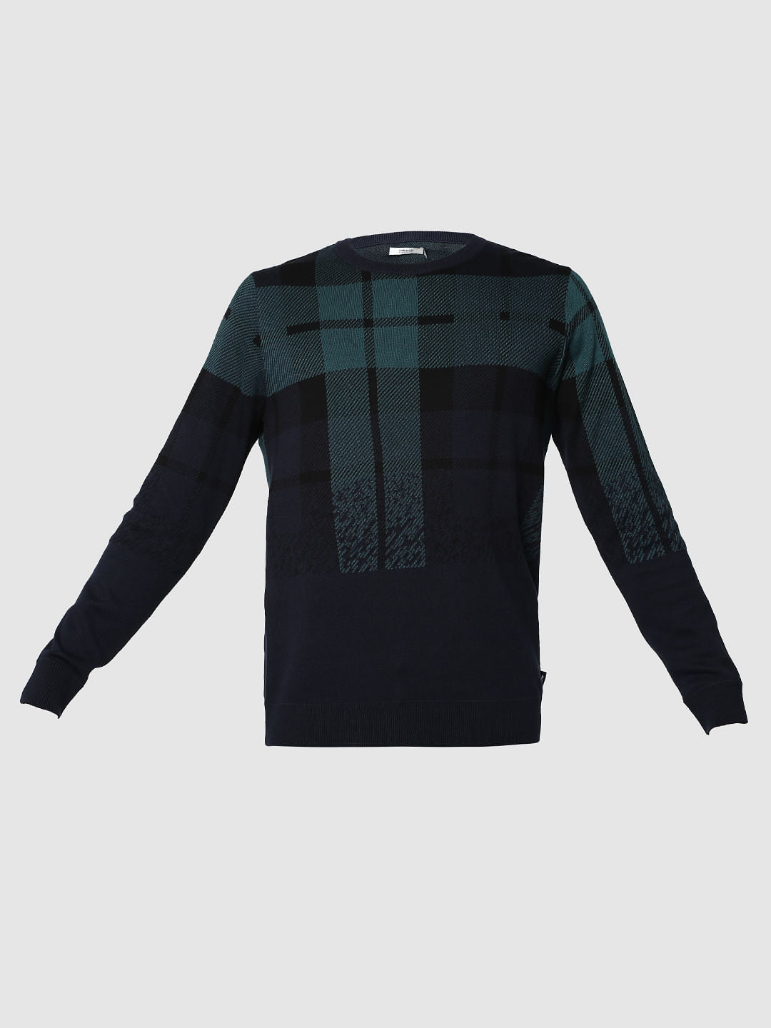 Dark Blue Ombre Check Sweatshirt
