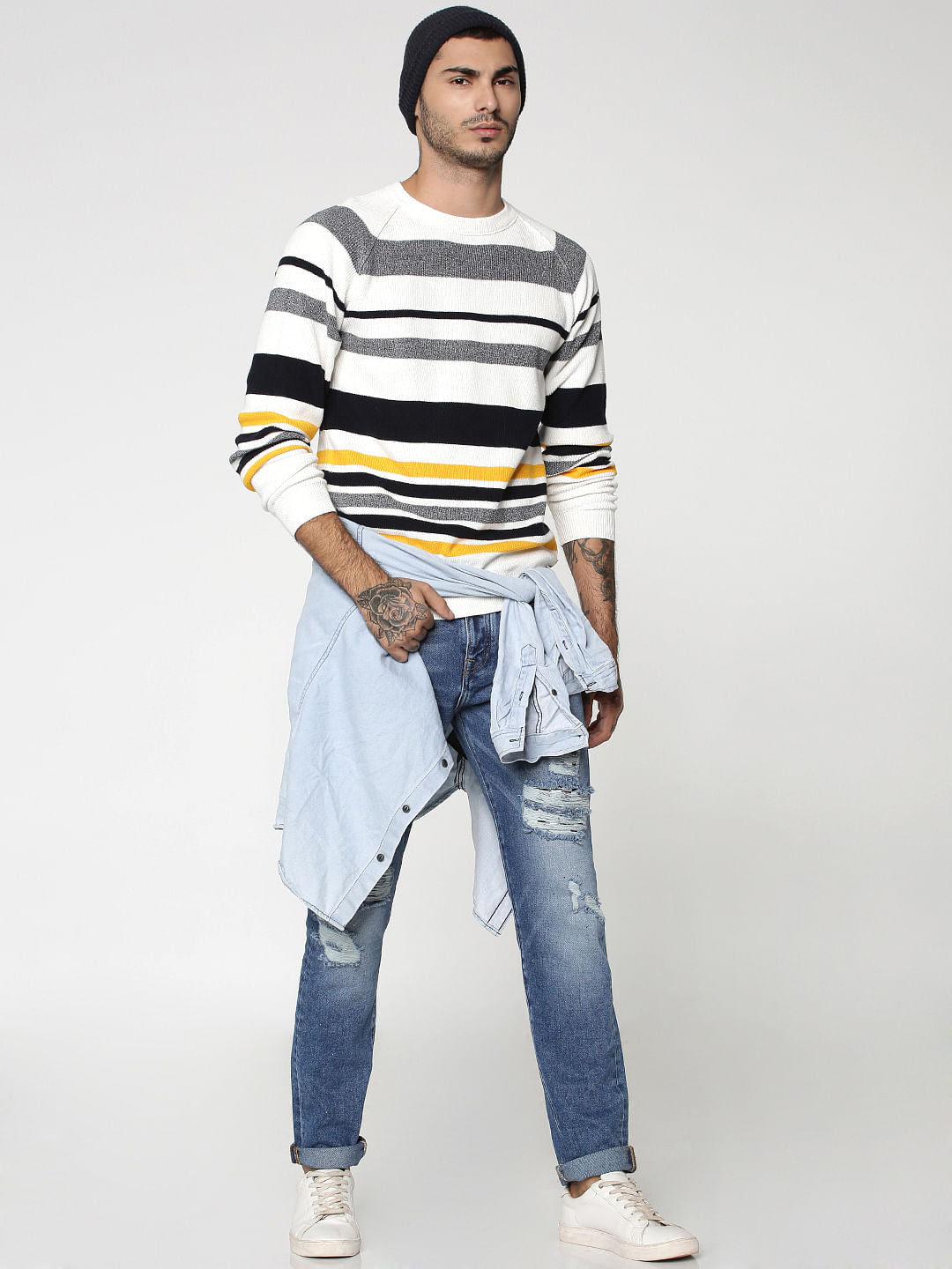 White Striped Sweatshirt