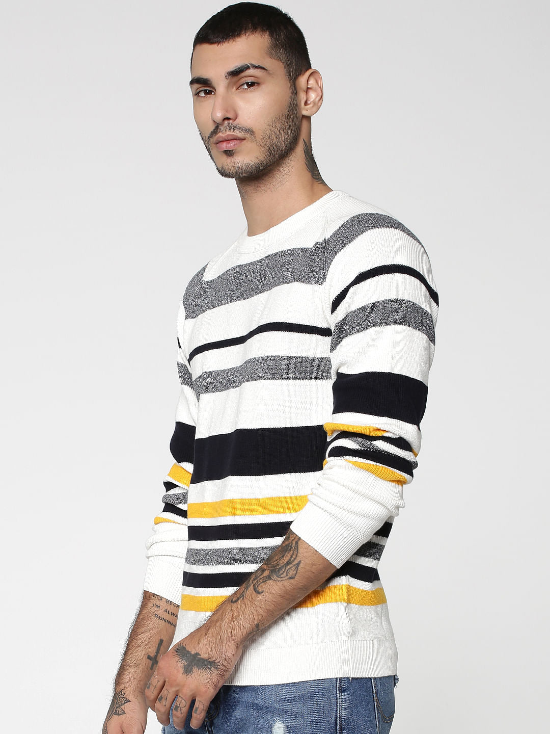 White Striped Sweatshirt