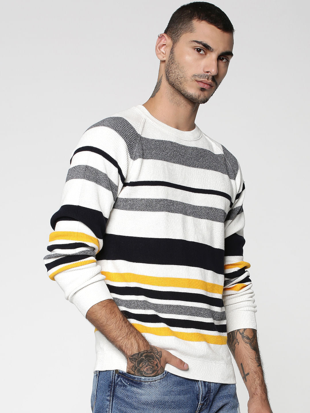 White Striped Sweatshirt