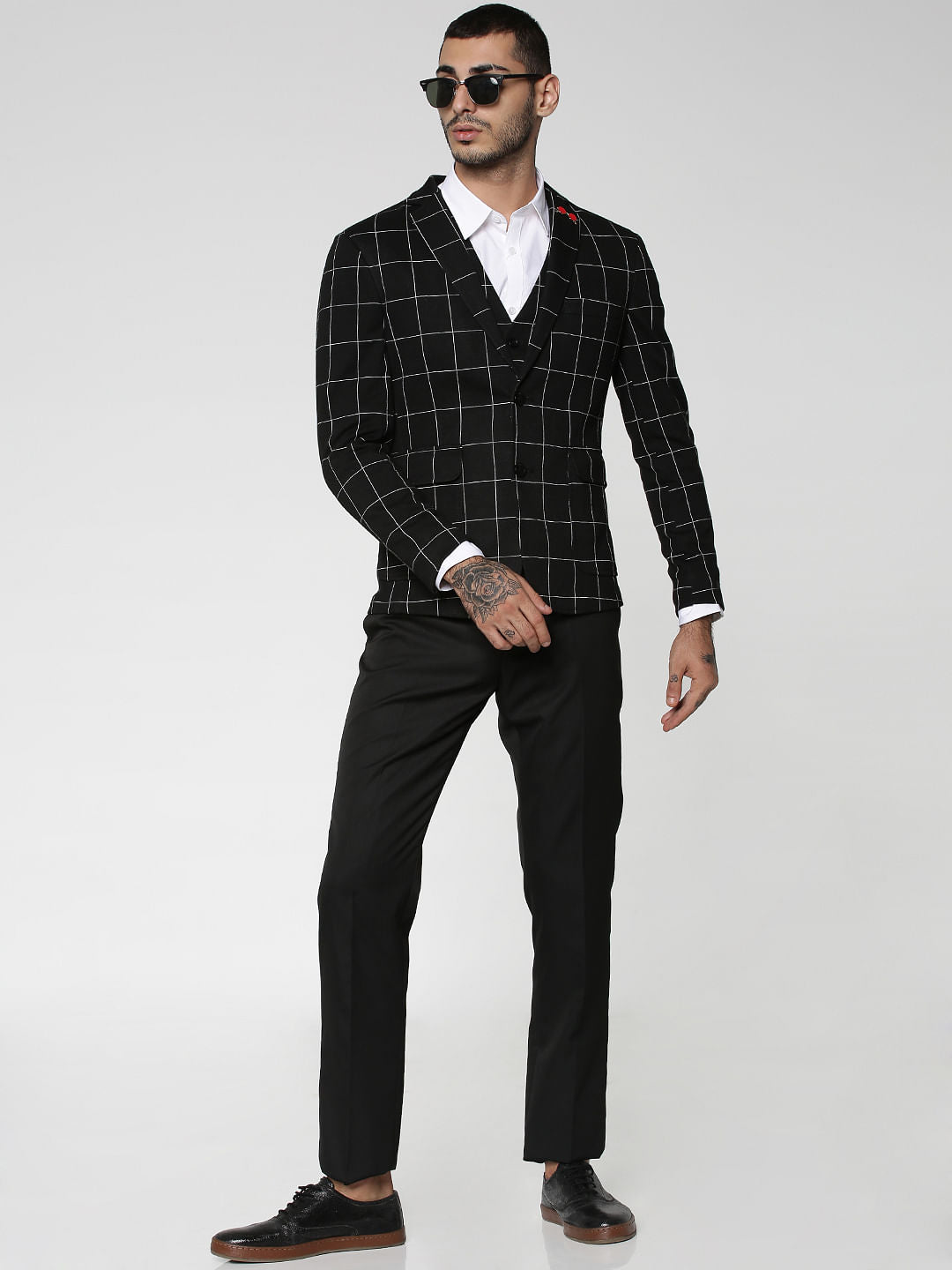 Black Check Slim Fit Blazer