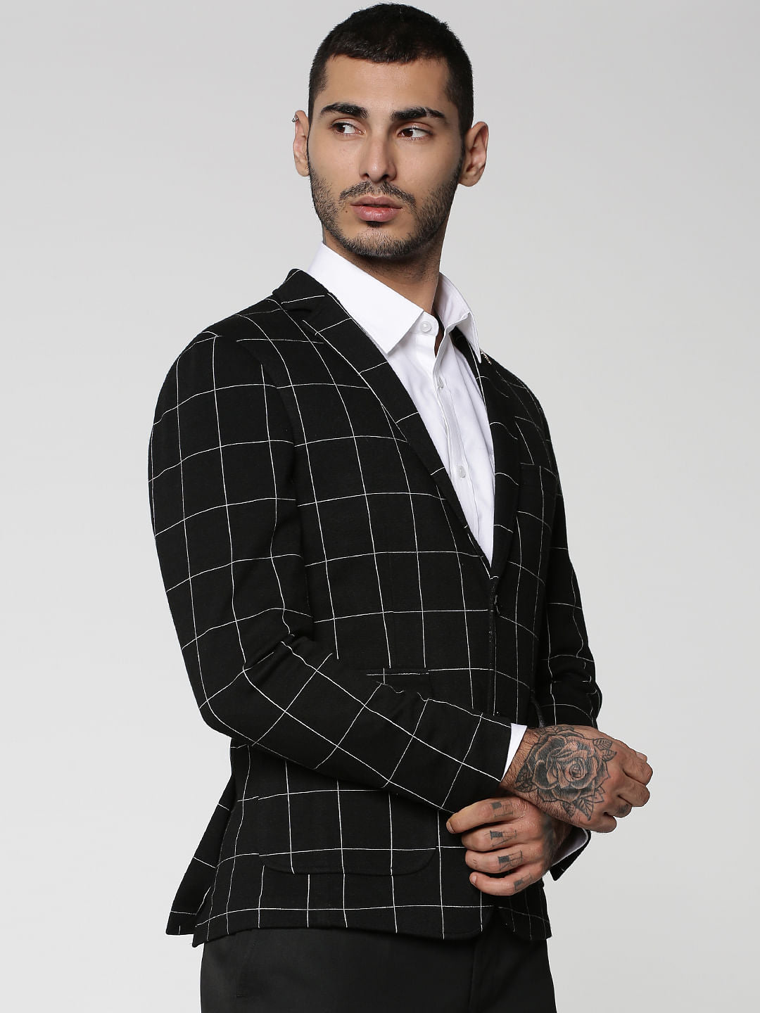 Black Check Slim Fit Blazer