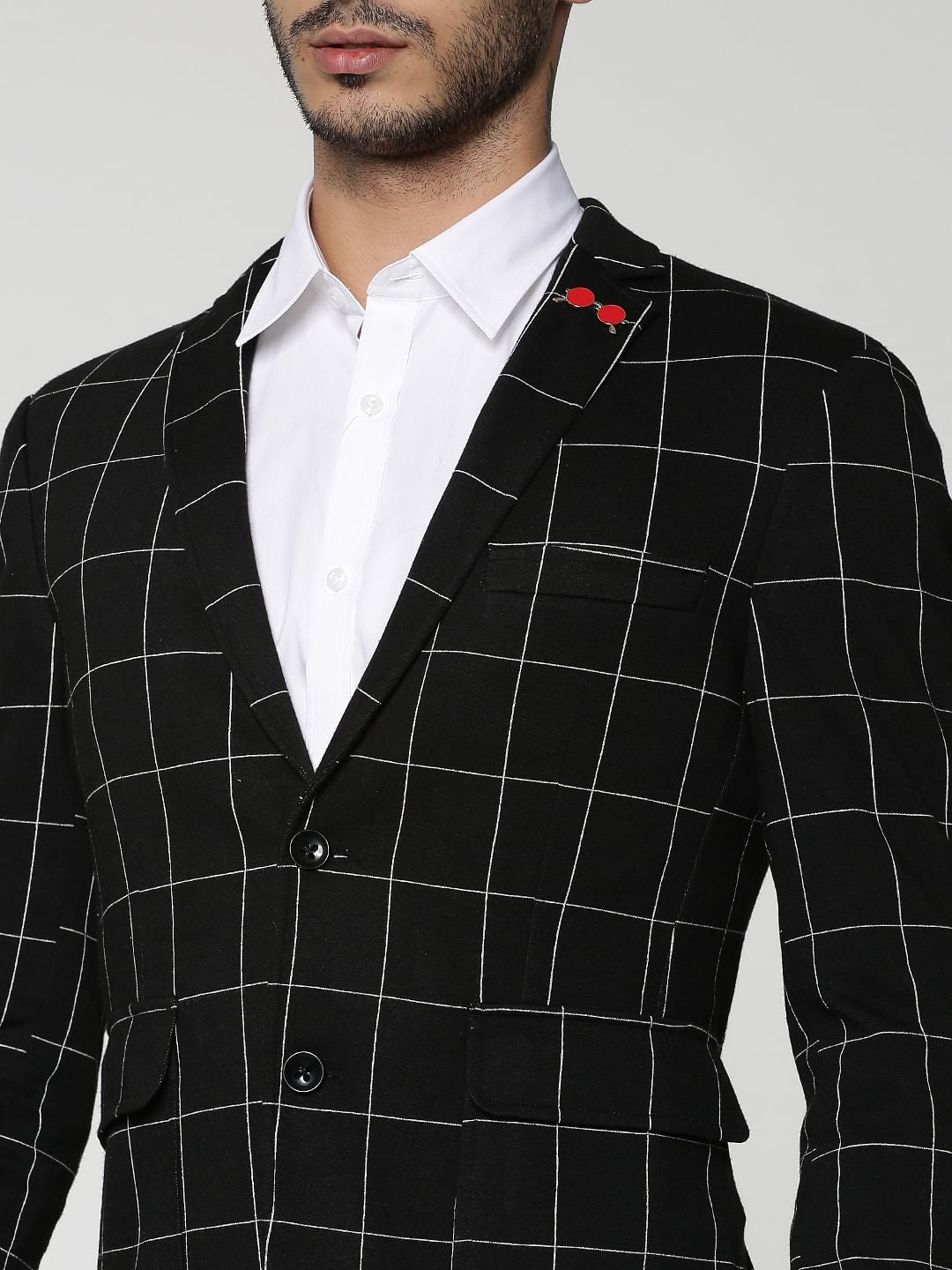 Black Check Slim Fit Blazer