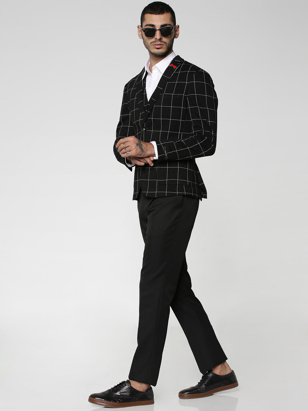 Black Check Slim Fit Blazer