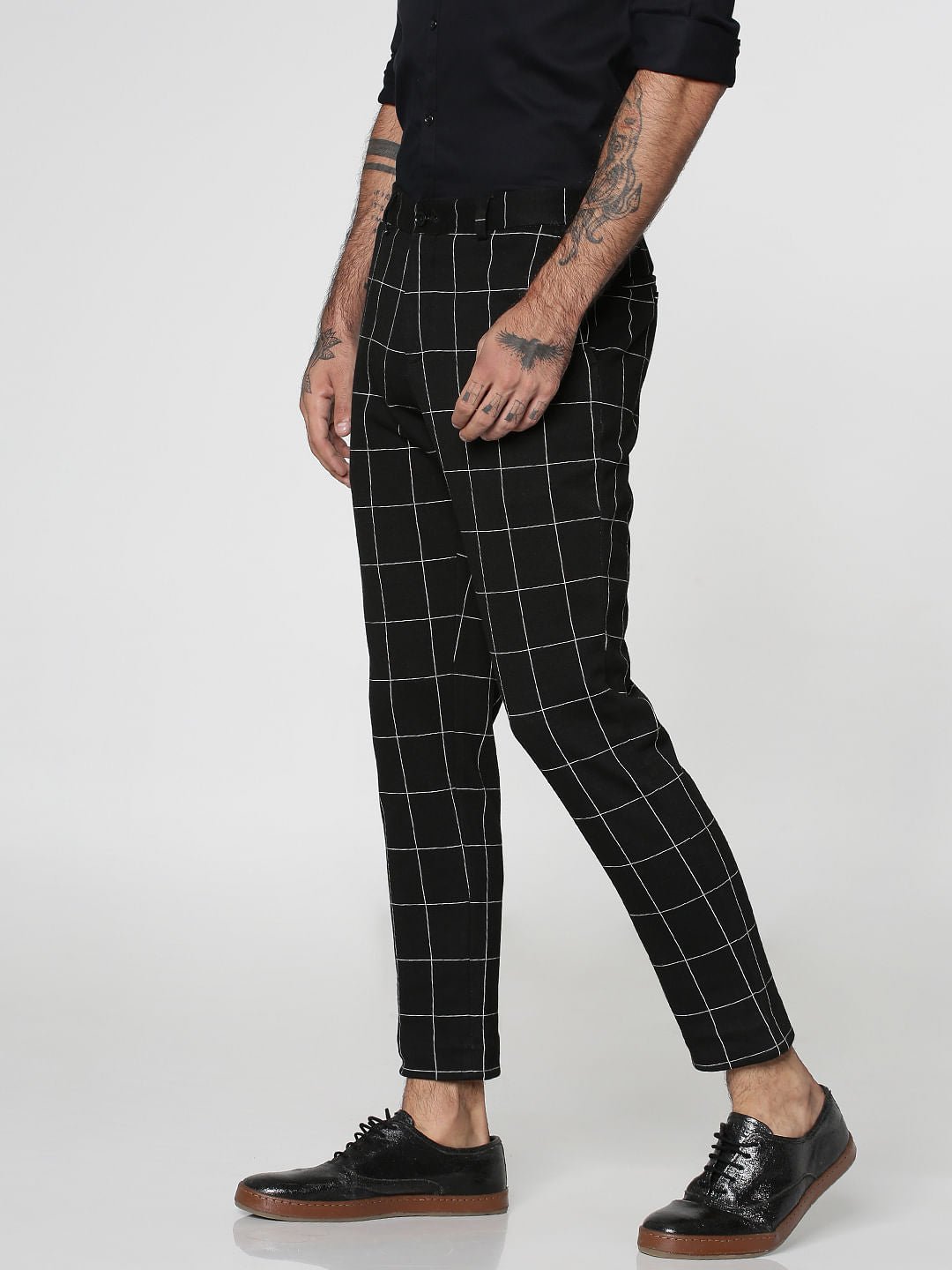 Black Checks Slim Fit Trousers