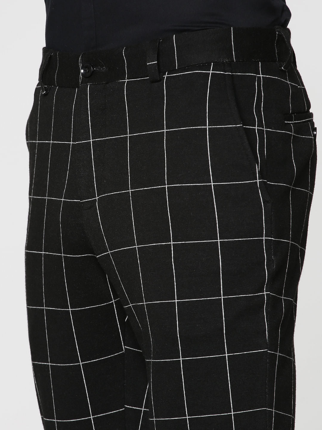 Black Checks Slim Fit Trousers