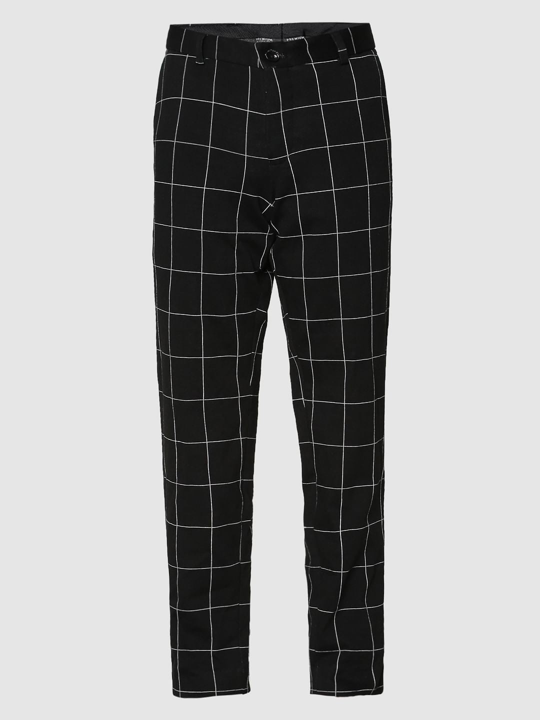 Black Checks Slim Fit Trousers