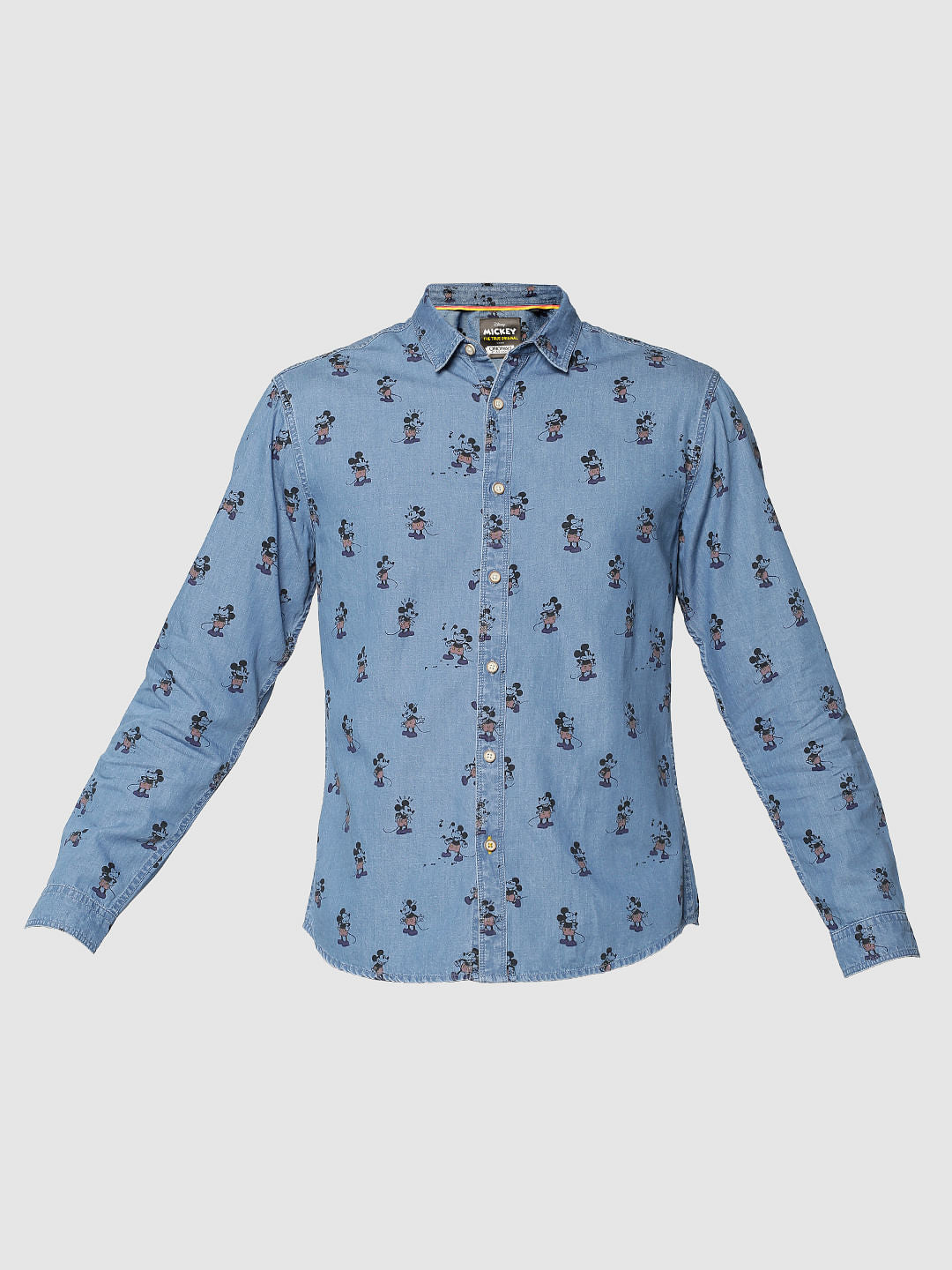 Mickey All Over Mickey Mouse Print Full Sleeves Denim Shirt