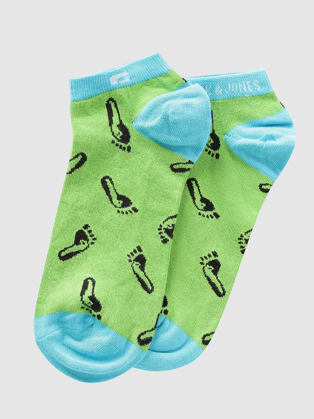 Green Footstep Print Ankle Length Socks