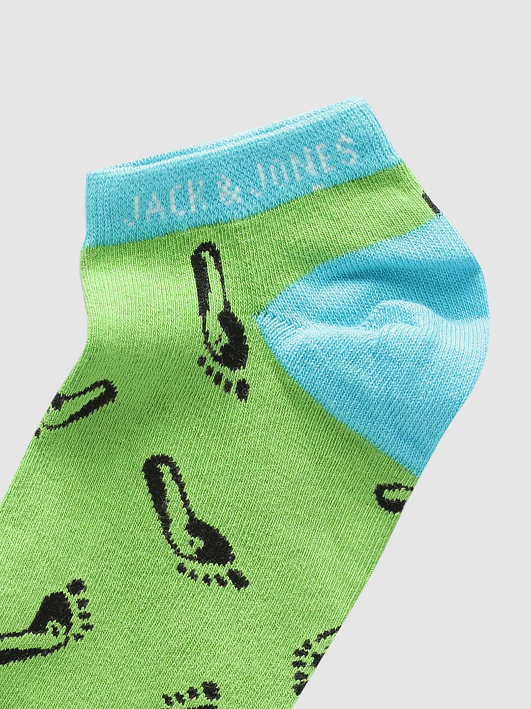 Green Footstep Print Ankle Length Socks