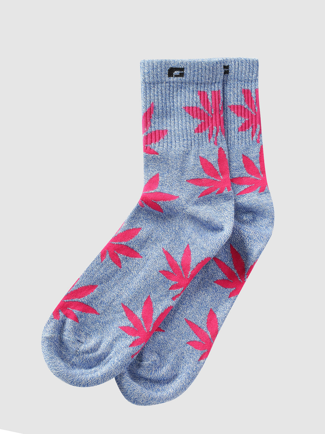 Purple Marijuana Leaf Print Mid Calf Length Socks