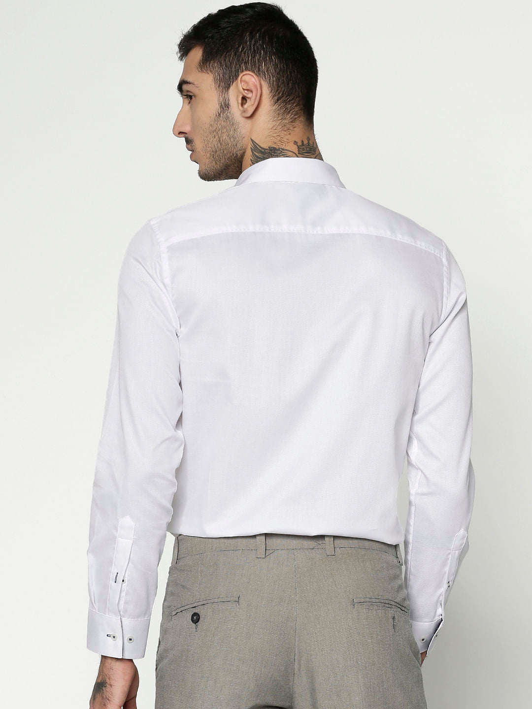 White Dobby Slim Fit Full Sleeves Shirt