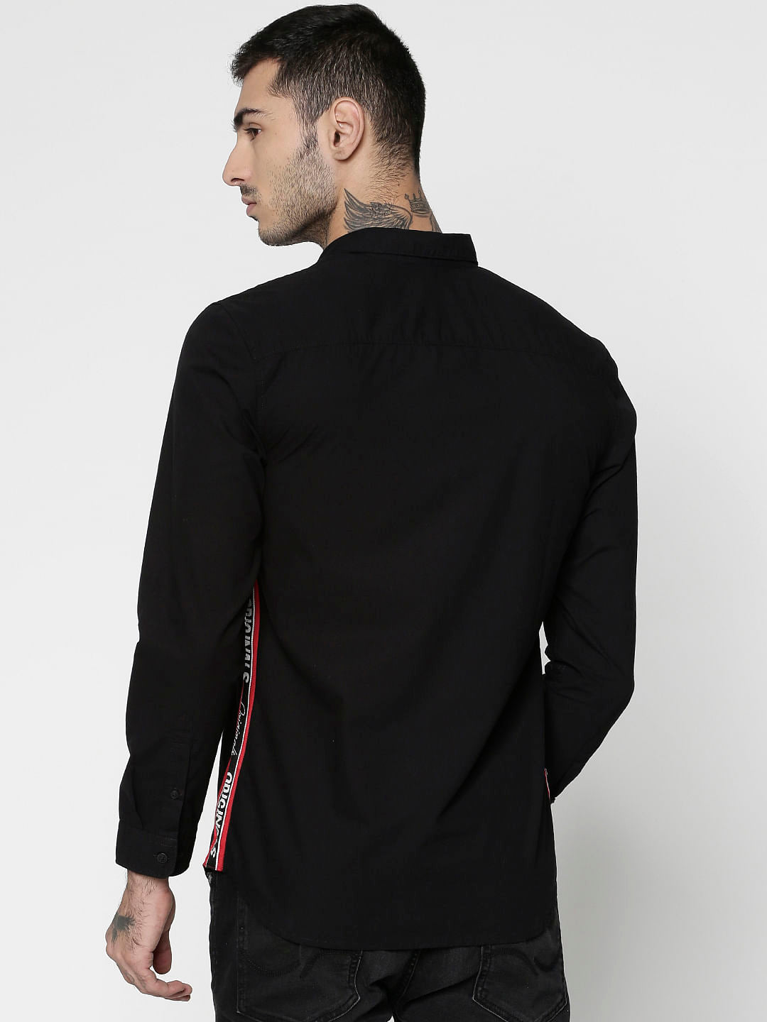 Black Side Tape Full Sleeves Shirt