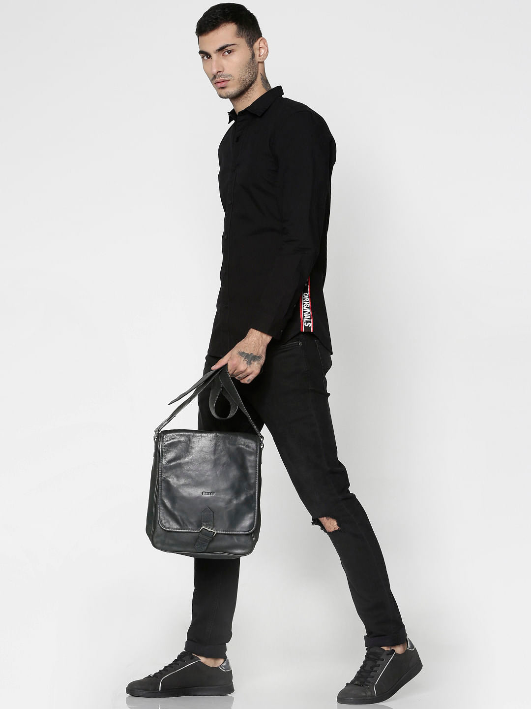 Black Side Tape Full Sleeves Shirt