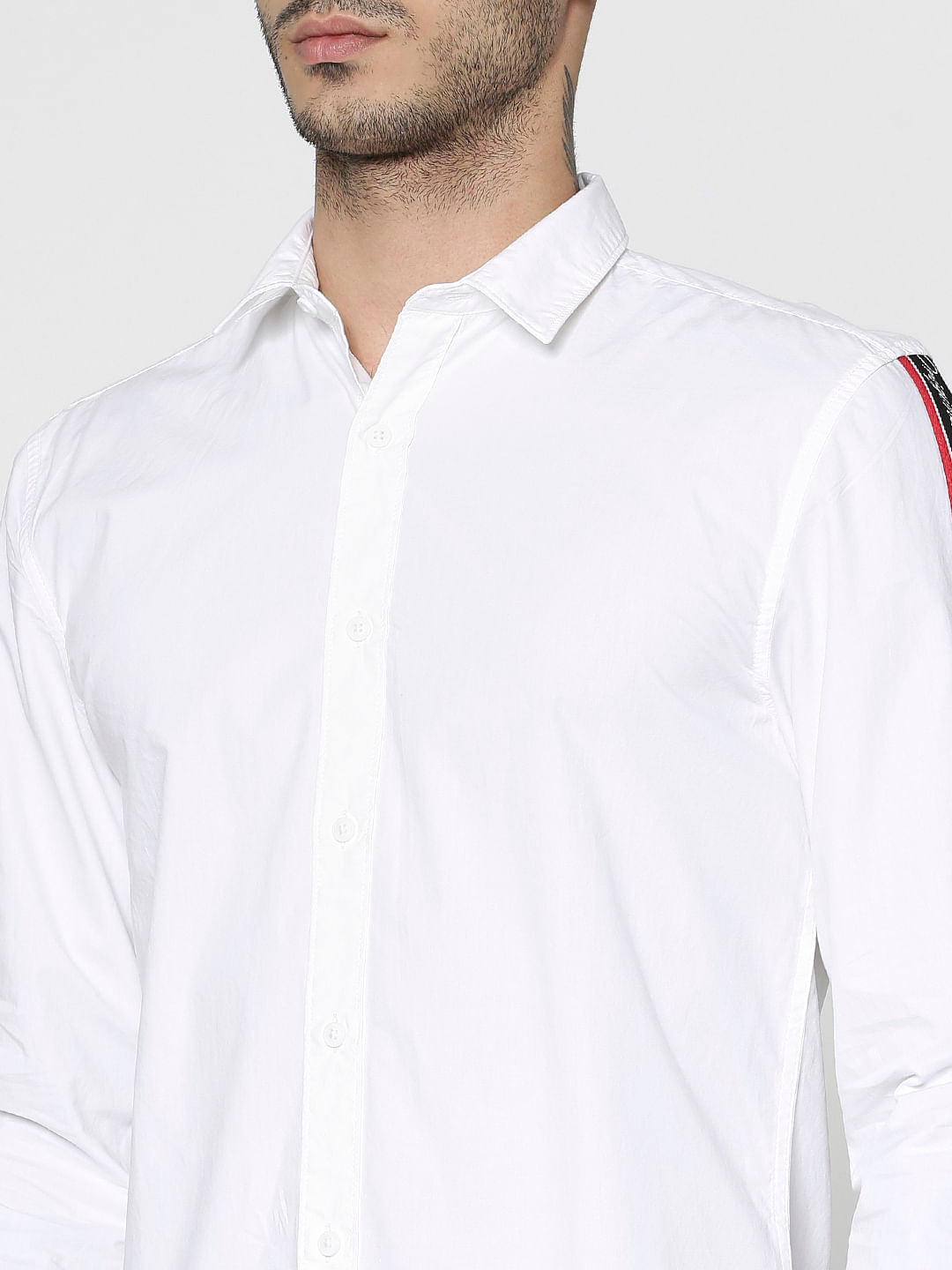 White Side Tape Full Sleeves Shirt
