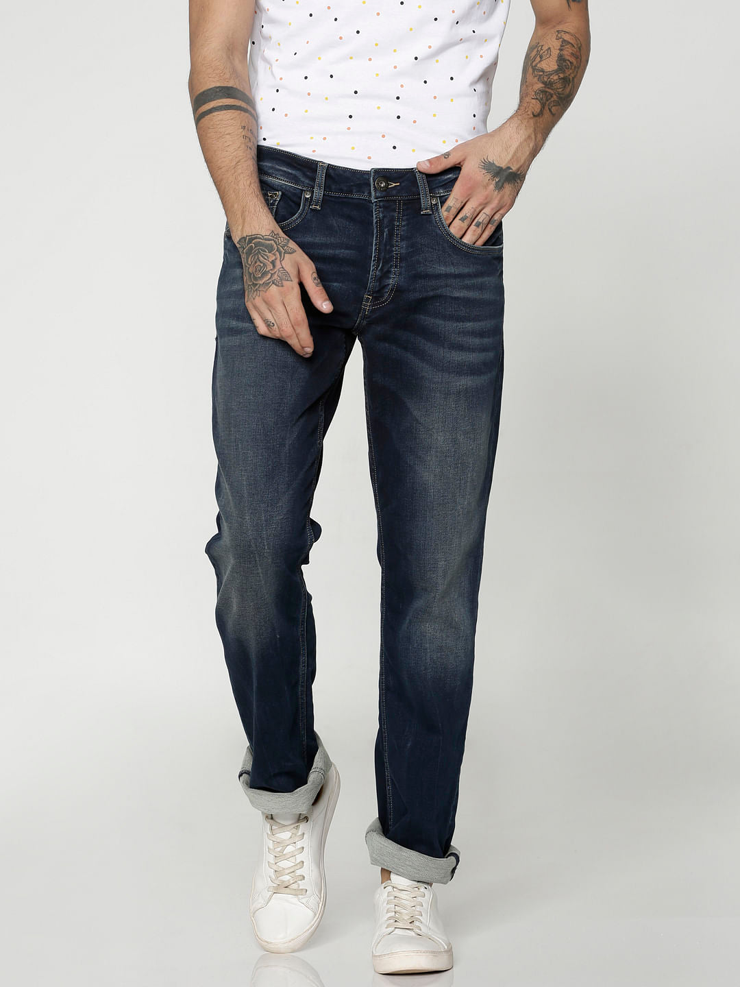 Dark Blue Clark Dobby Regular Fit Jeans