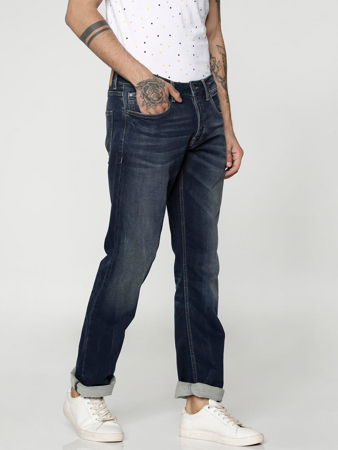 Dark Blue Clark Dobby Regular Fit Jeans