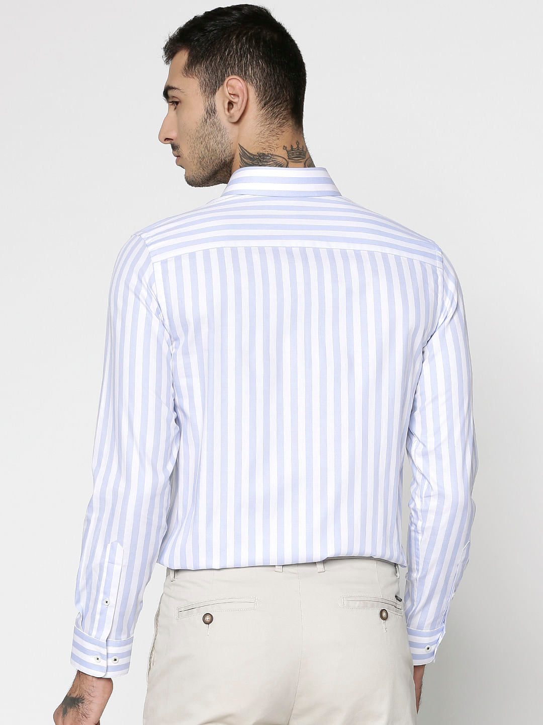 Blue Striped Full Sleeves Shirt