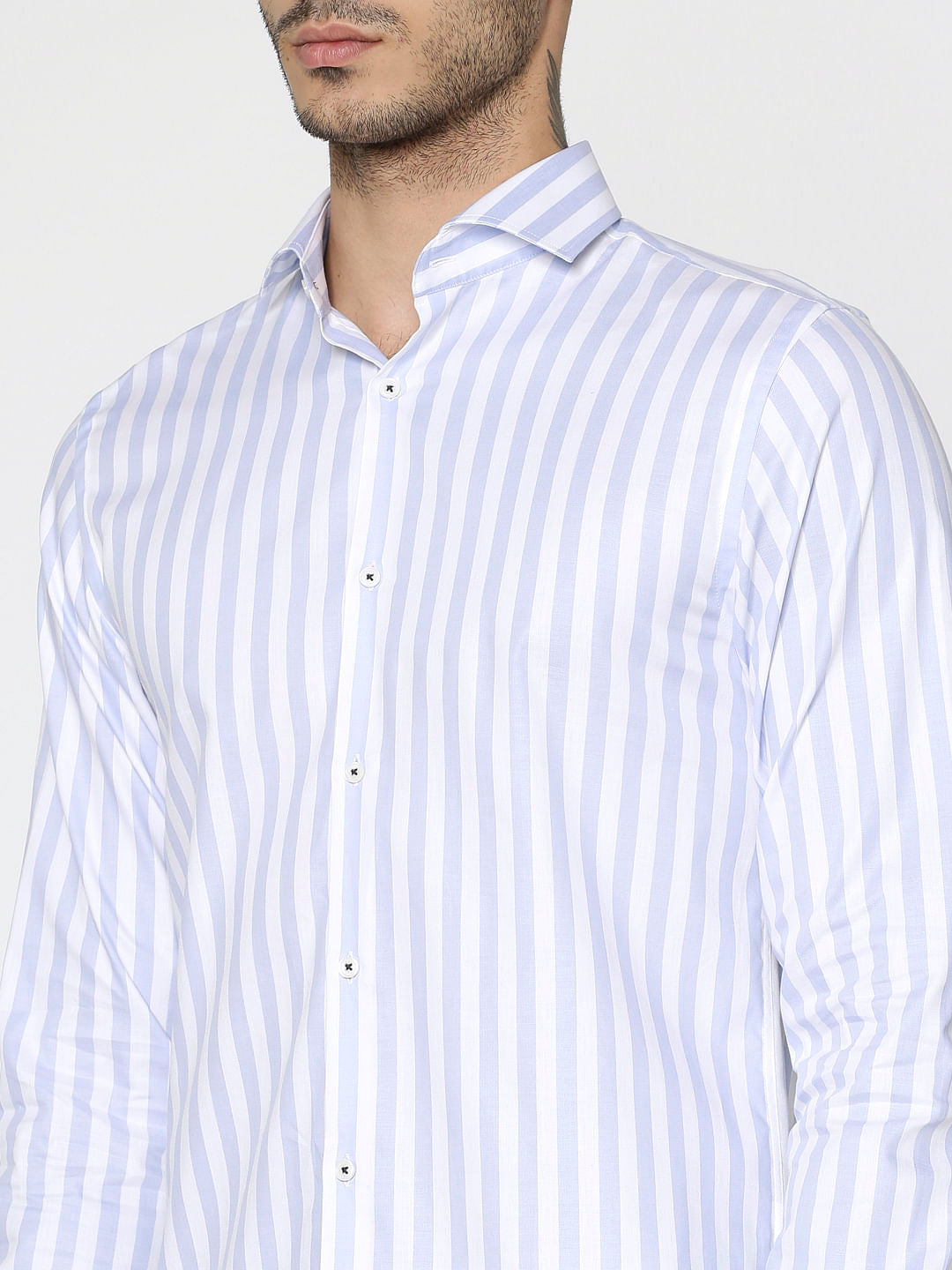 Blue Striped Full Sleeves Shirt