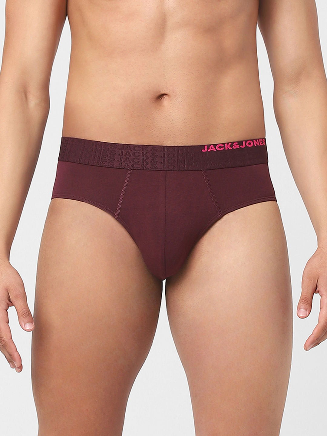Pack Of 2 Grey & Maroon Briefs