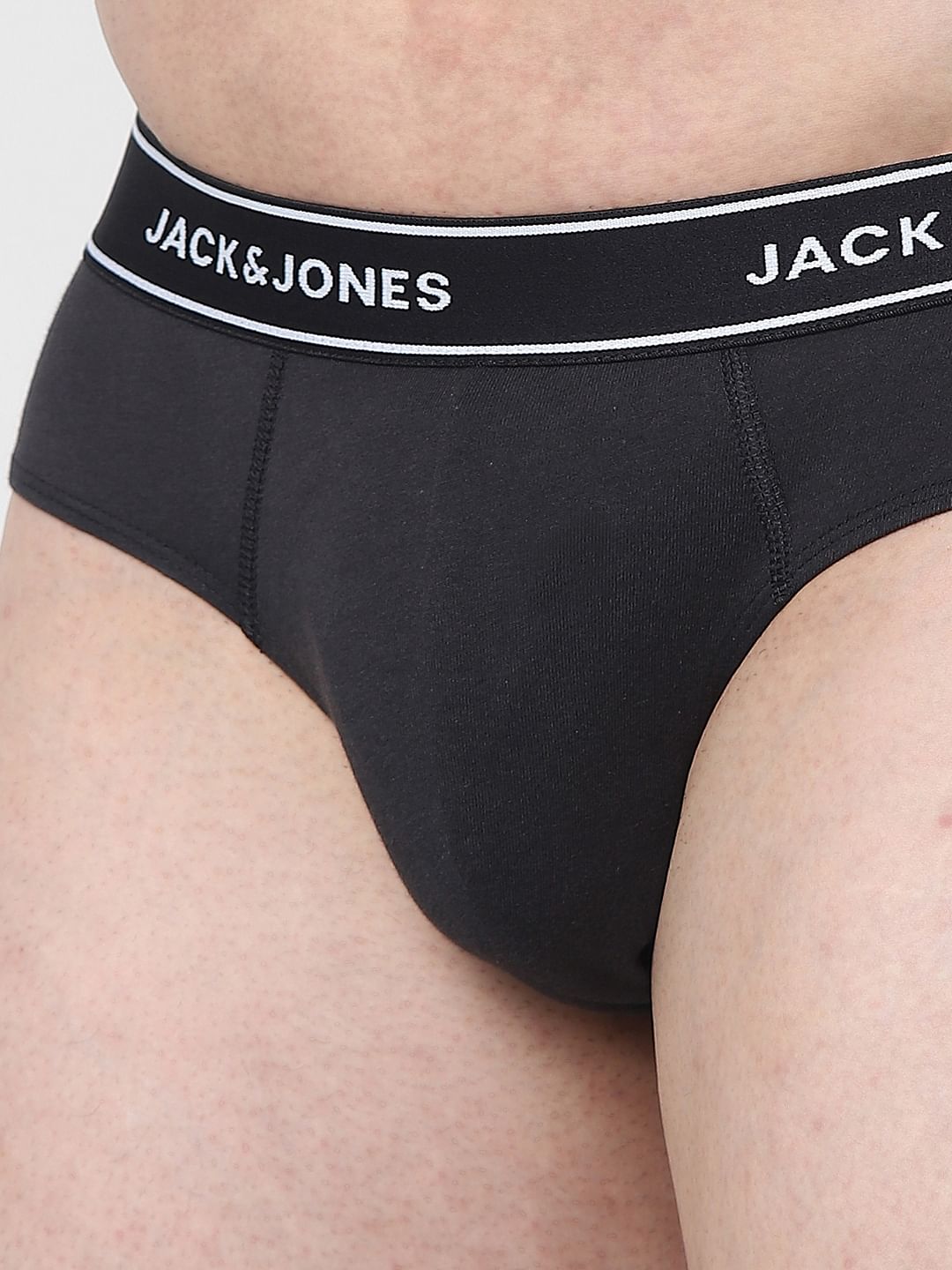 Black & Navy Blue Logo Print Briefs - Pack of 2