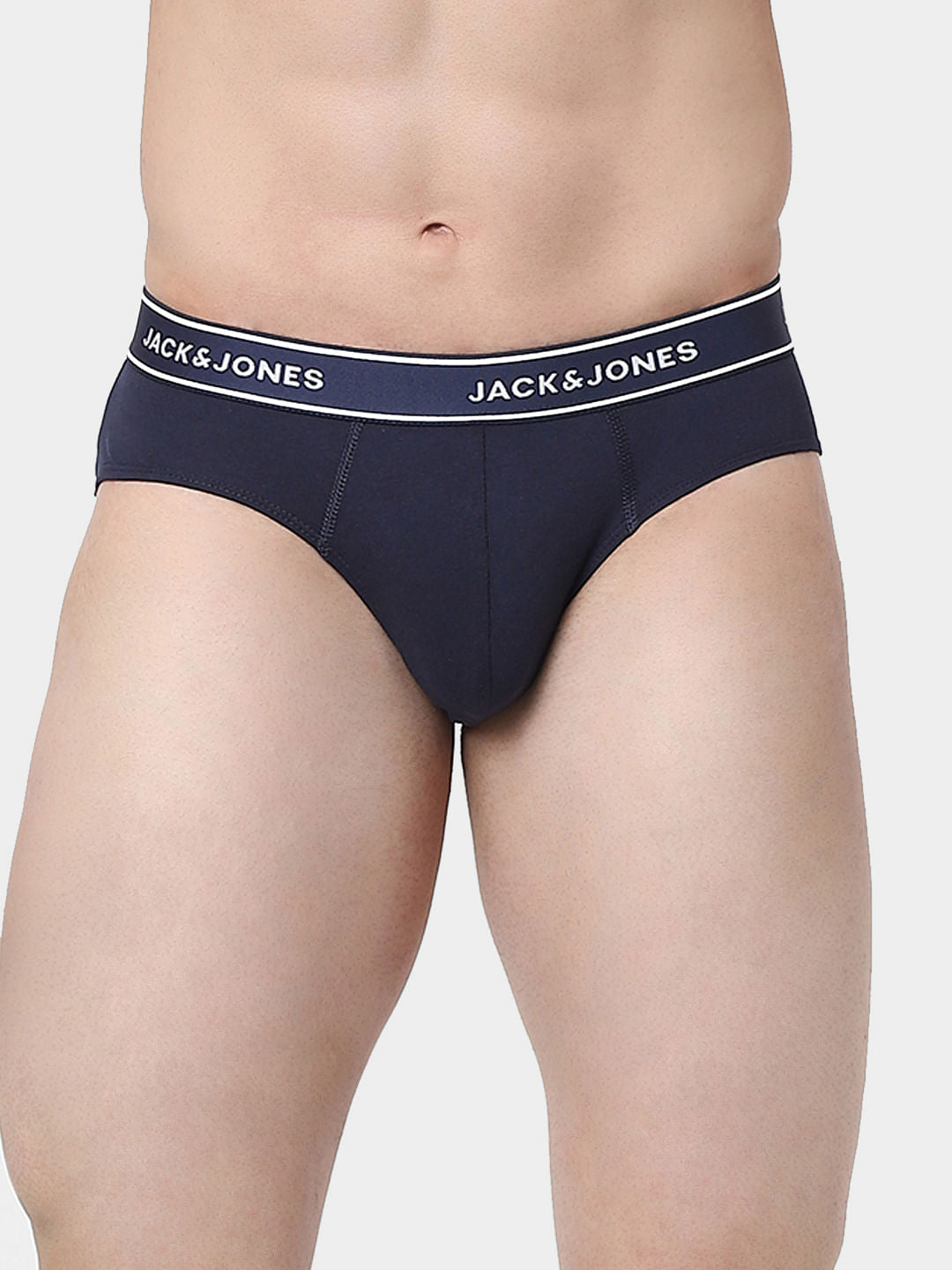 Grey & Navy Blue Logo Print Briefs - Pack of 2