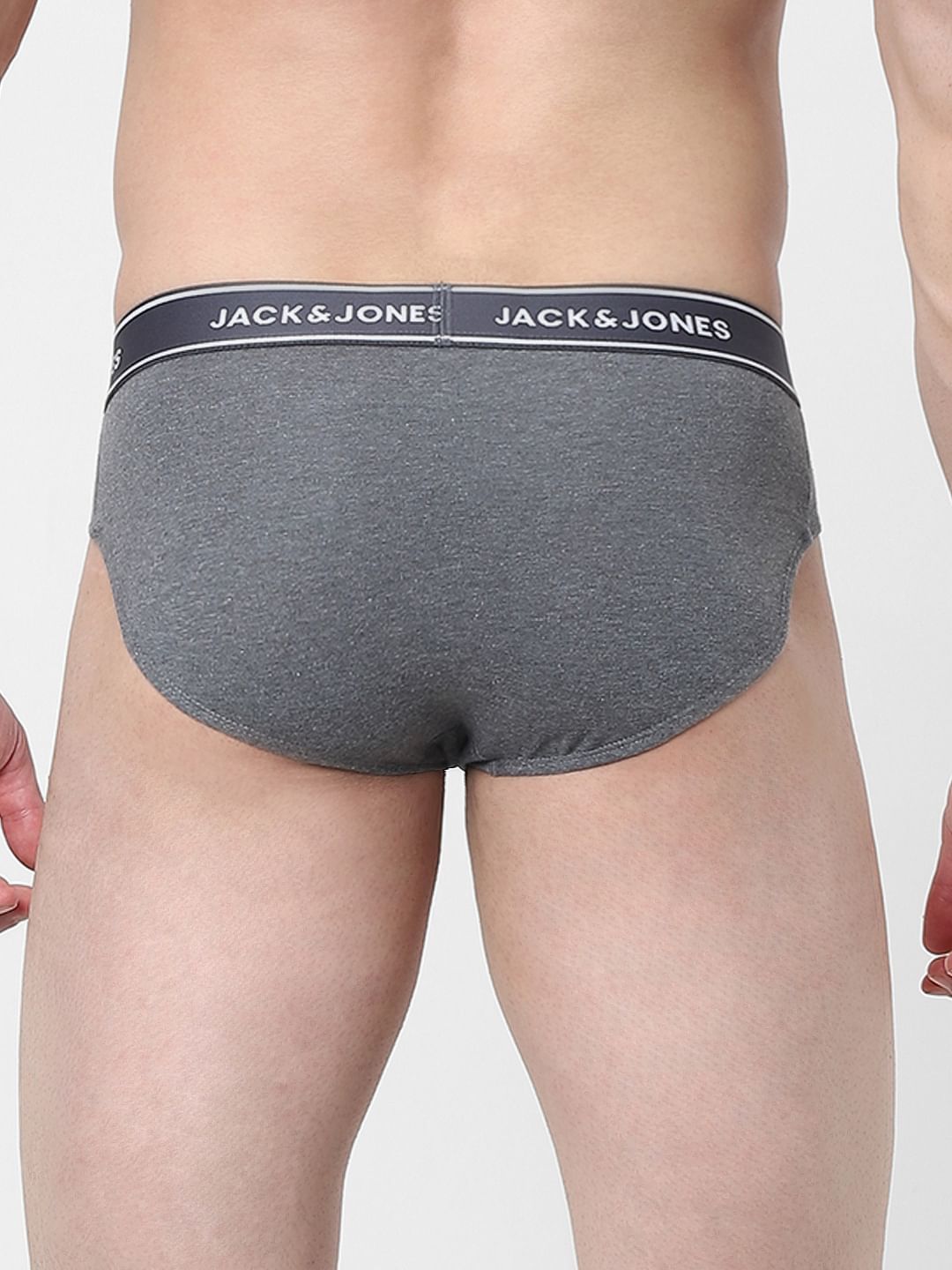 Grey & Navy Blue Logo Print Briefs - Pack of 2