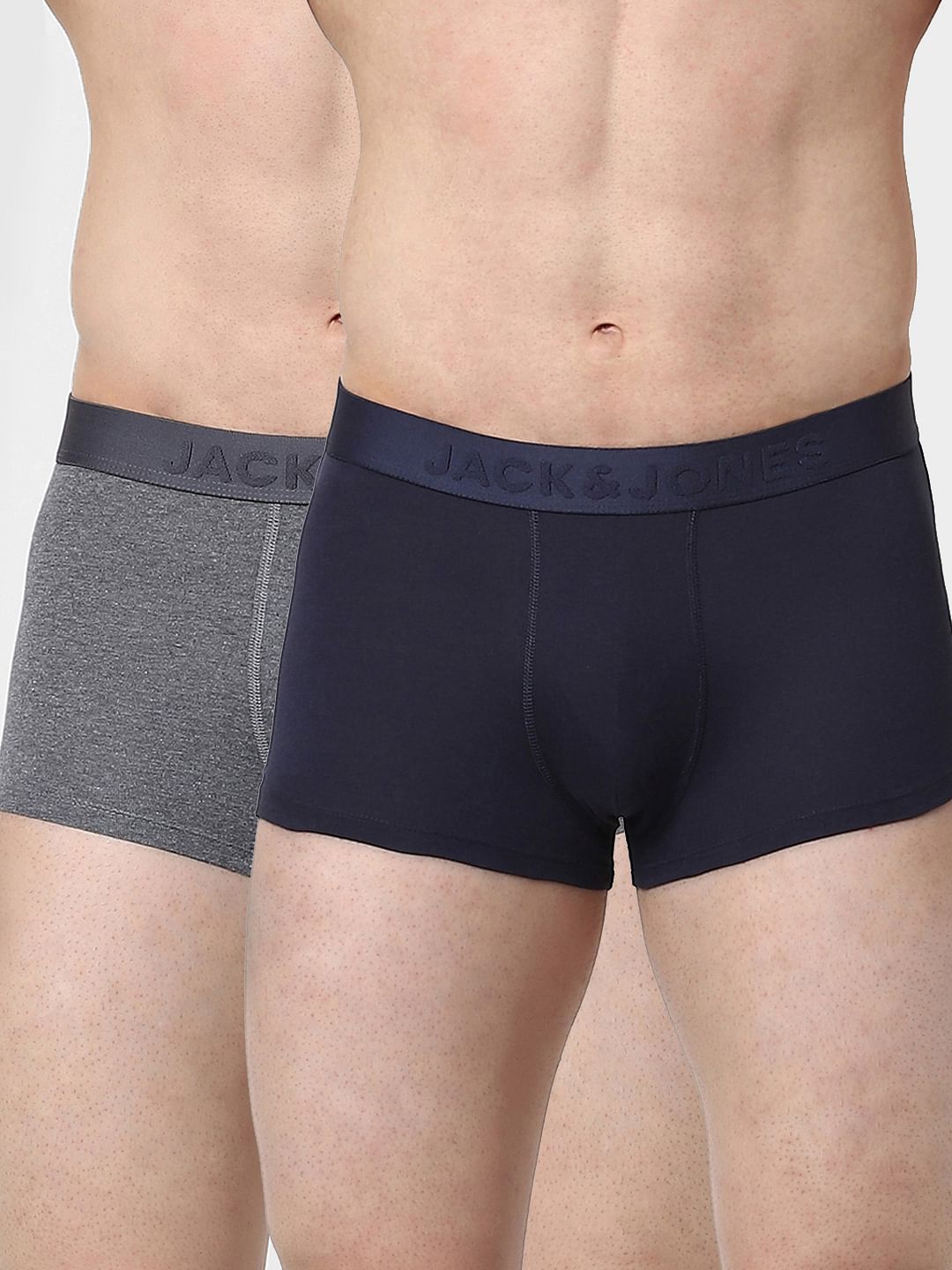 Grey & Navy Blue Trunks - Pack of 2