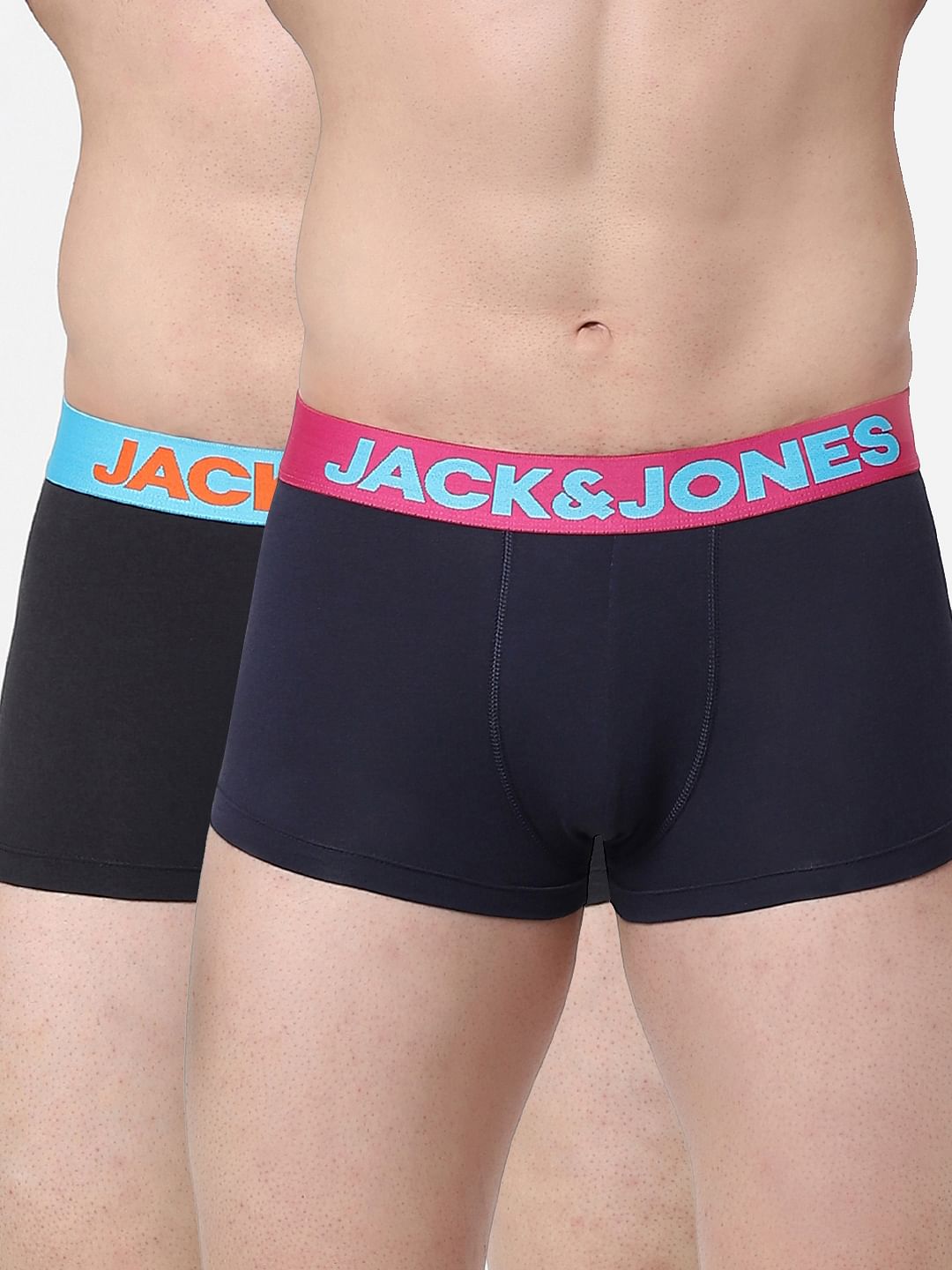 Pack of 2 Black & Dark Grey Logo Print Trunks