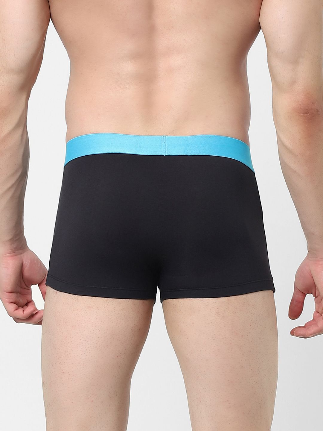 Pack of 2 Black & Dark Grey Logo Print Trunks