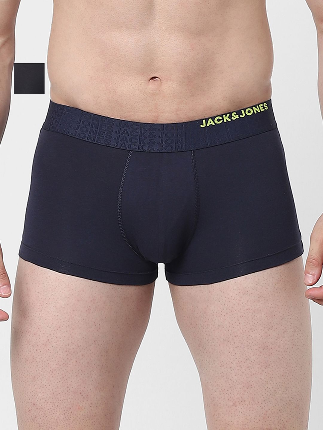 Pack of 2 Navy Blue & Black Logo Print Trunks
