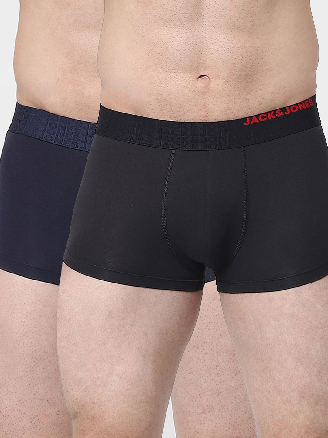 Pack of 2 Black & Dark Grey Logo Print Trunks