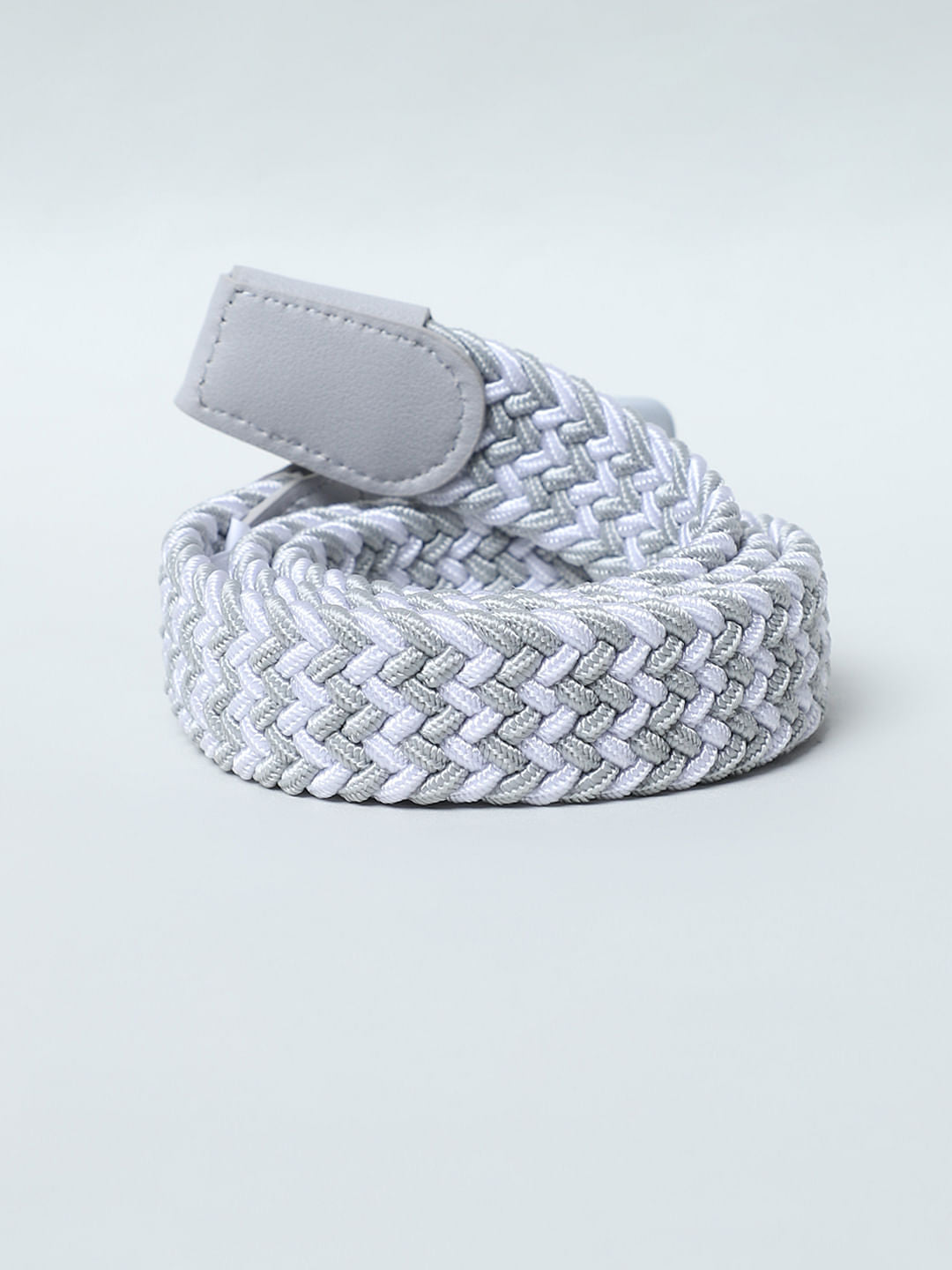 Boys Light Grey Braided Belt