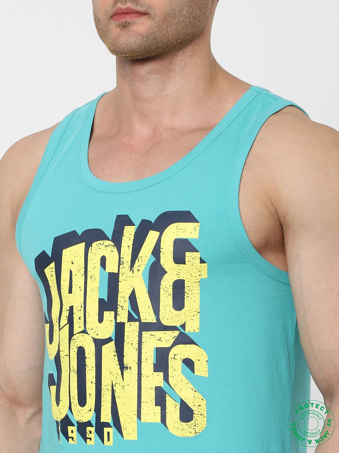Blue Logo Print Vest