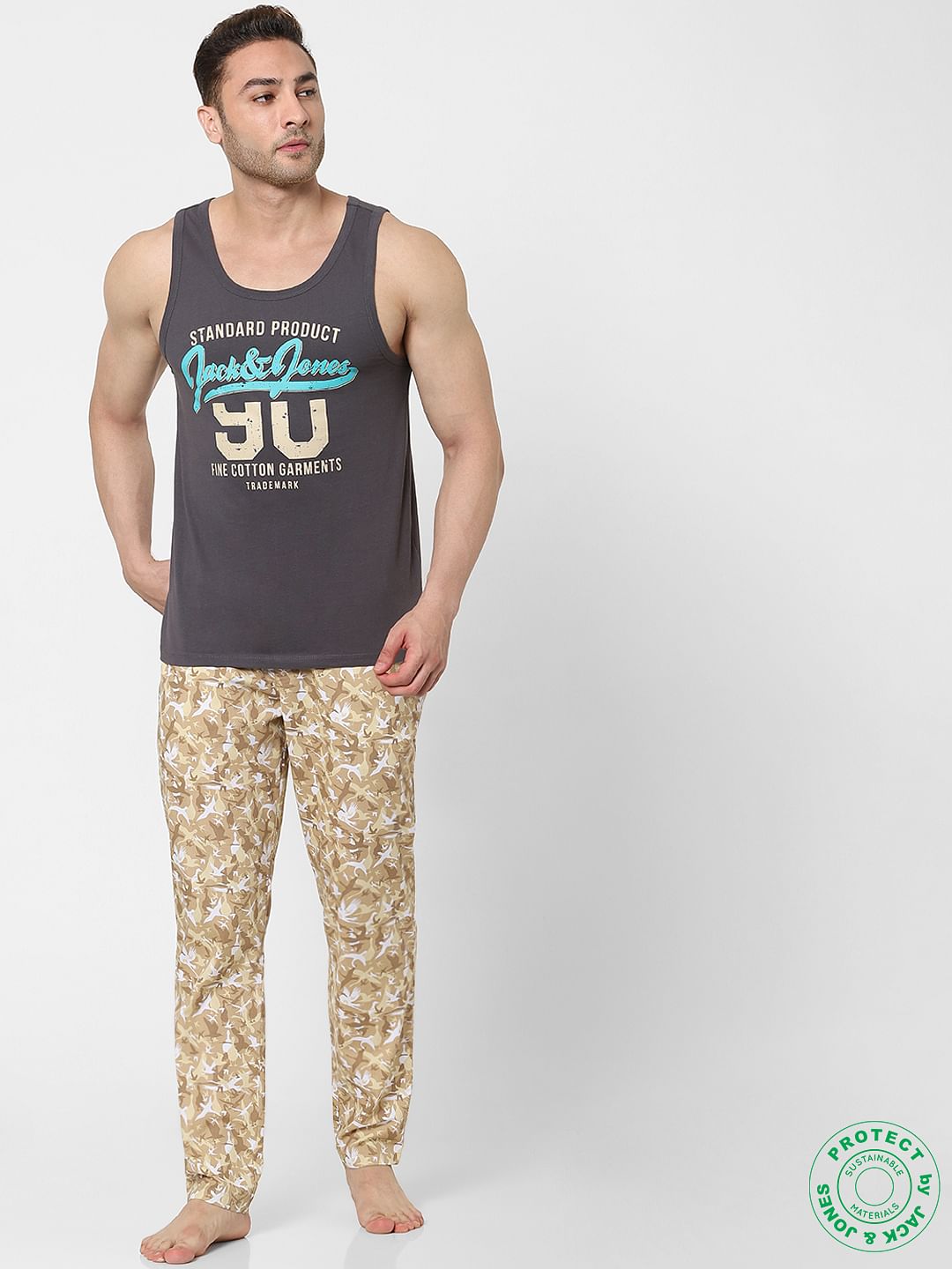 Grey Logo Print Vest