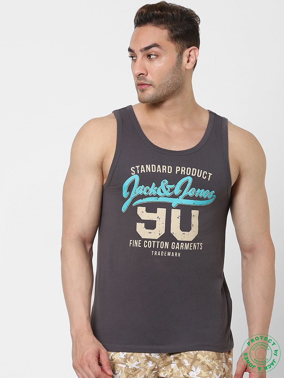 Grey Logo Print Vest