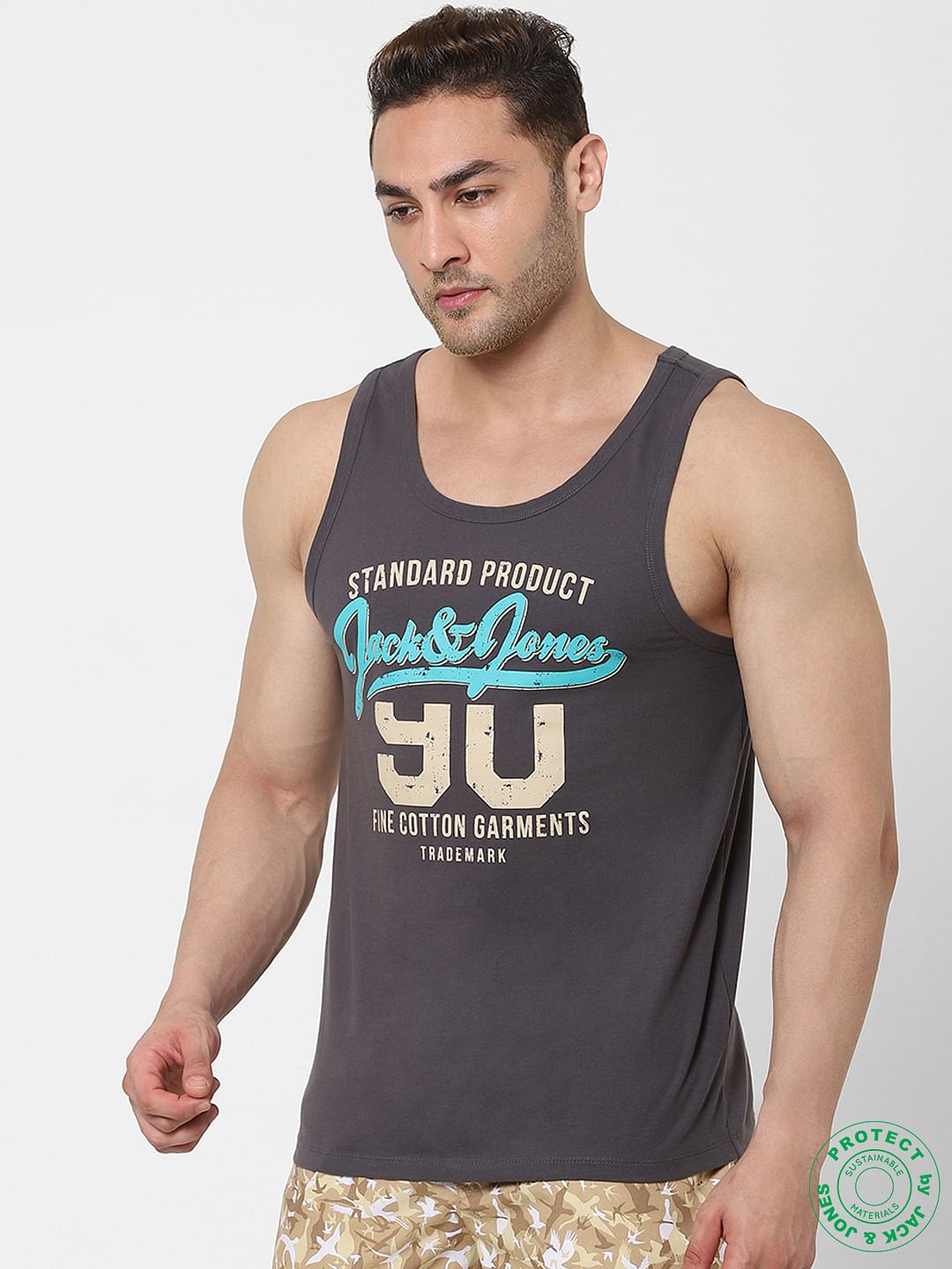 Grey Logo Print Vest