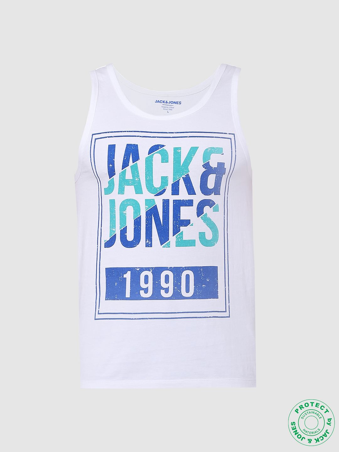 White Logo Print Vest