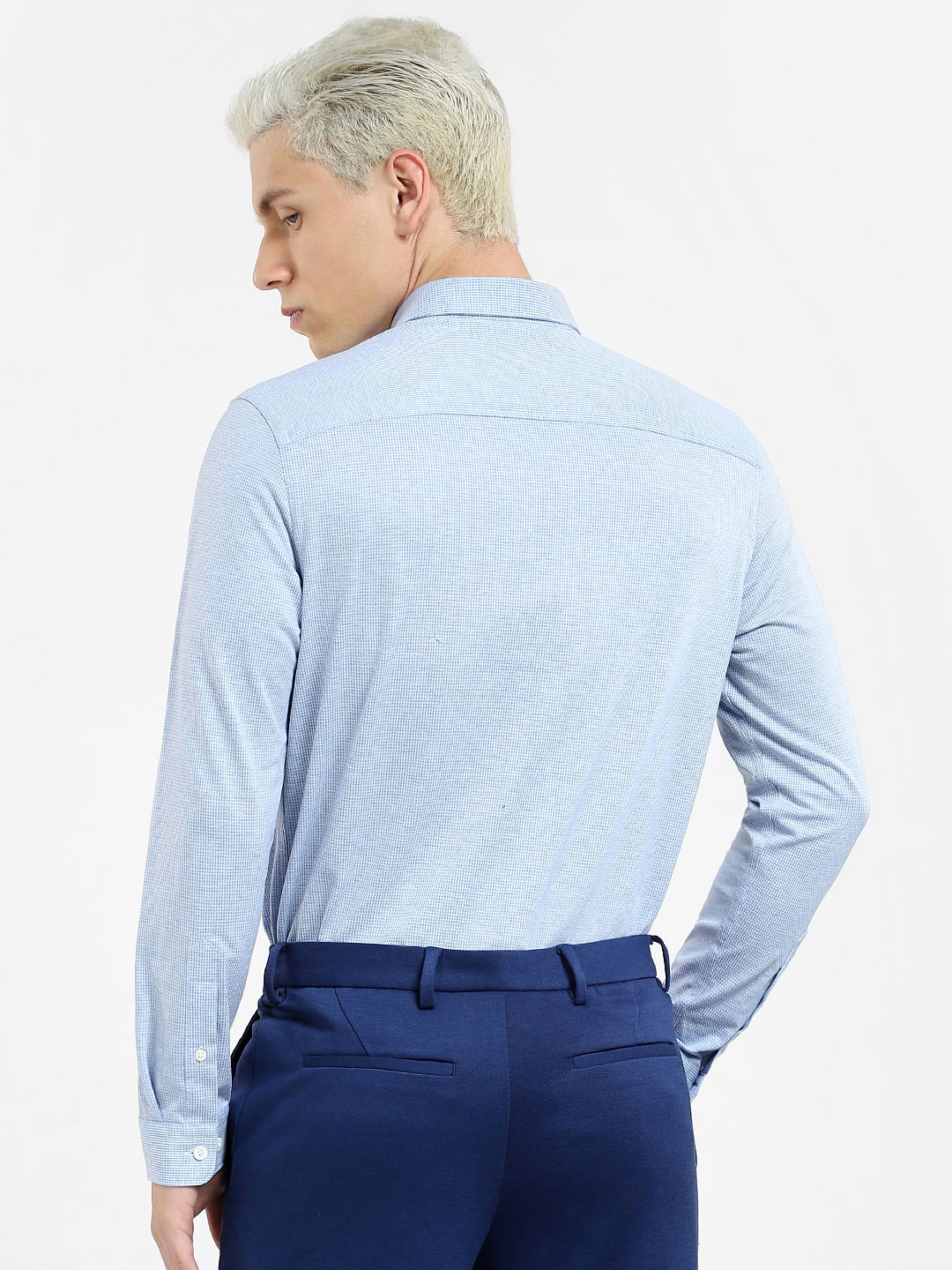 Blue Knit Full Sleeves Shirt