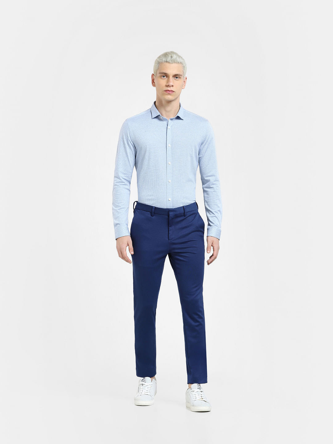 Blue Knit Full Sleeves Shirt