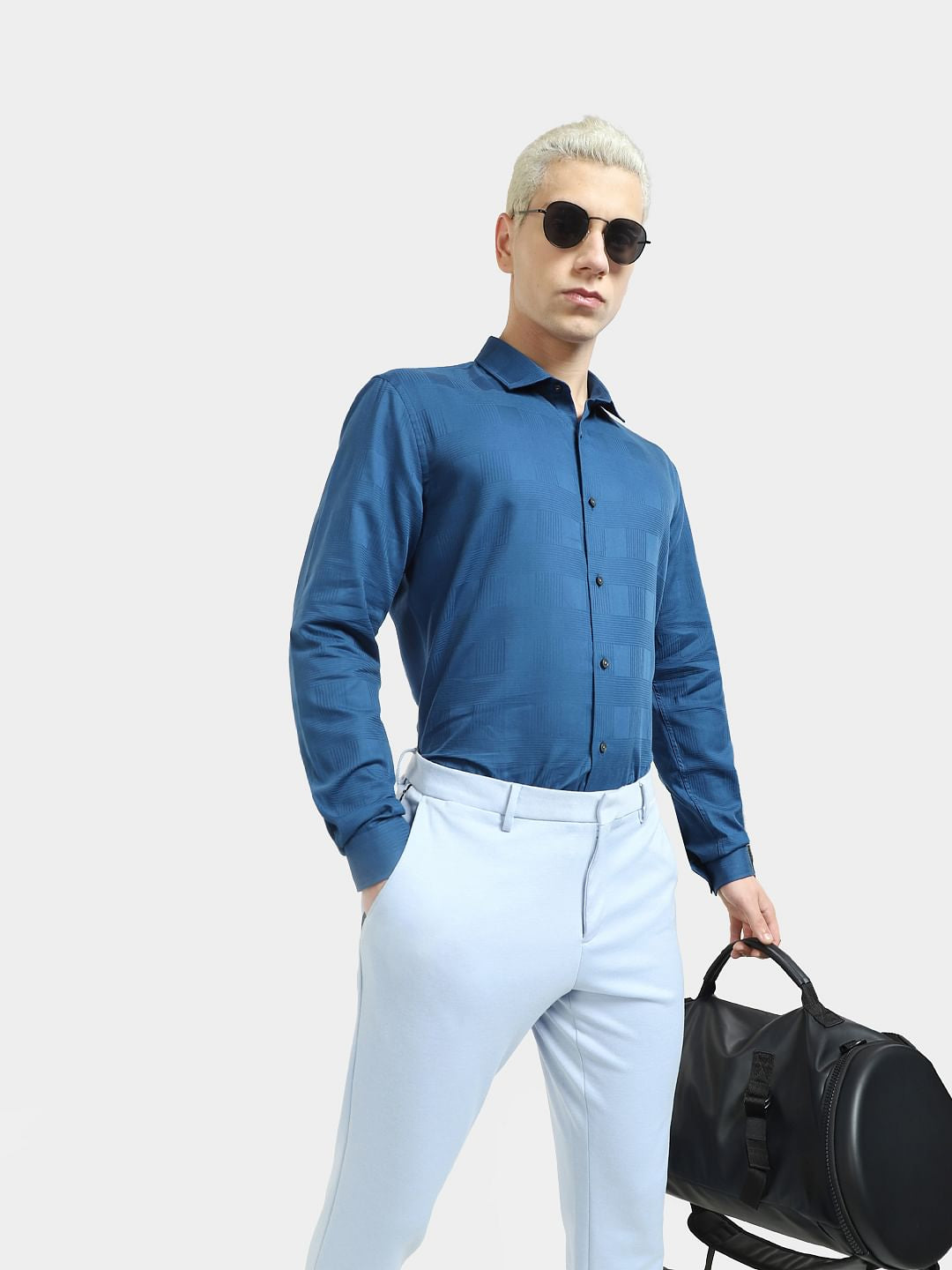 Blue Printed Full Sleeves Shirt