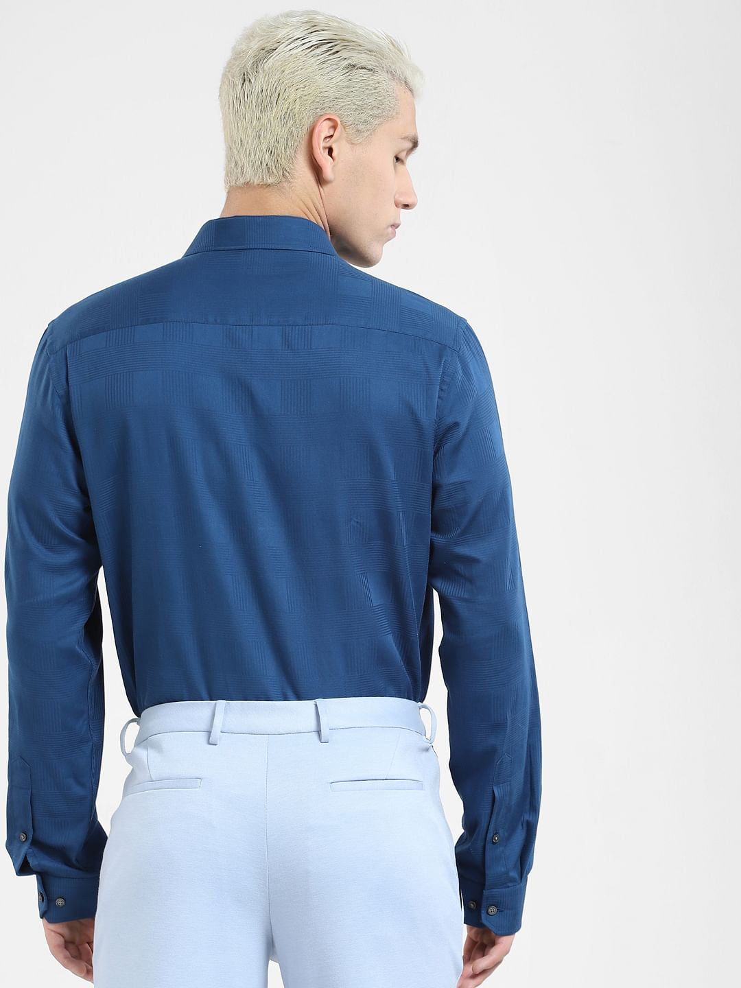 Blue Printed Full Sleeves Shirt